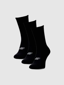 4F Skarpety casual za kostkę (3-pack) damskie - czarne 39-42. Czarne skarpetki 4f, bez wzorów, z bawełny. Za 54,99 zł.