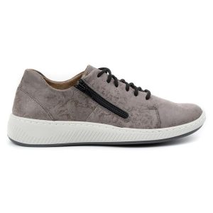 WASAK Półbuty damskie sneakersy skórzane 0602W szare kwiaty. Szare półbuty na jesień, bez wzorów, ze skóry, bez obcasa, bez zapięcia. Za 408,14 zł.