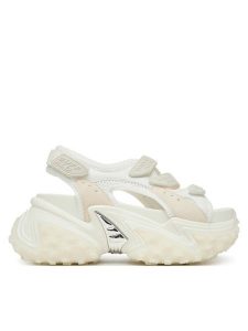 Buffalo Sandały Cerbo Sandal Track 1602365 Biały. Białe sandały Buffalo, bez wzorów, z materiału, bez obcasa, na płaskiej podeszwie, bez zapięcia. Za 429,99 zł.