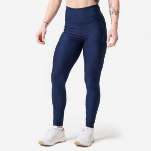 Legginsy fitness damskie Domyos. Czarne legginsy DOMYOS, bez wzorów, z materiału, z podwyższonym stanem, długie. Za 79,99 zł.