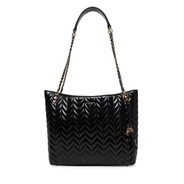 Torebka Guess. Czarne shopper bag Guess, z aplikacjami, bez dodatków. Za 695,99 zł.