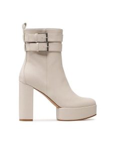 Jenny Fairy Botki PLATFORM-01KW Écru. Botki Jenny Fairy, bez wzorów, ze skóry, bez obcasa, na słupku, bez zapięcia. Za 159,99 zł.