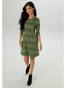 Aniston Sukienka w kolorze zielonym rozmiar: 40. Zielone sukienki Aniston, bez wzorów, bez kołnierzyka, bez ramiączek, mini. Za 95,99 zł.