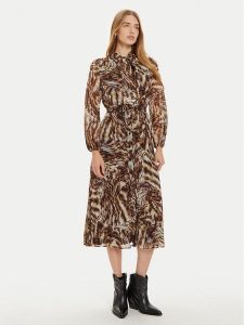 Liu Jo Sukienka koszulowa WF4373 T4184 Brązowy Regular Fit. Brązowe sukienki Liu Jo, bez wzorów, z syntetyku, bez kołnierzyka, bez ramiączek, koszulowe. Za 679,00 zł.