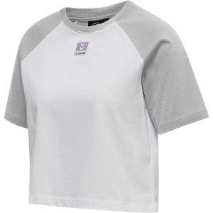 Damska koszulka crop top Hummel Legacy Naya. Szare topy Hummel, xl, bez wzorów, retro, bez kołnierzyka, bez ramiączek. Za 153,00 zł.
