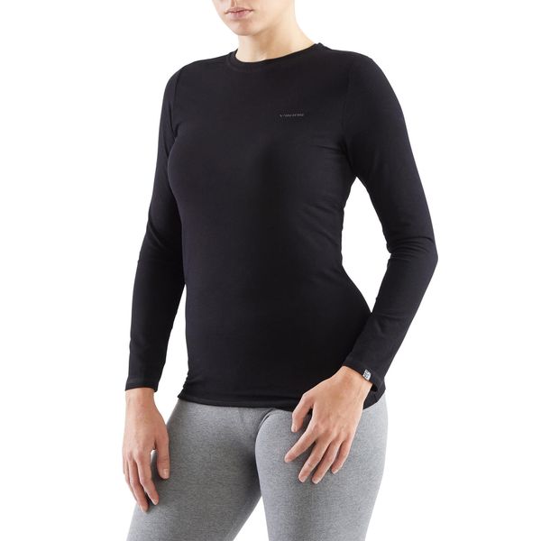 Koszulka longsleeve damska Viking Teres z przędzy bambusowej i wełny Merino. Czarne bluzki Viking, l, bez wzorów, z wełny, sportowe, bez kołnierzyka, bez ramiączek. W wyprzedaży za 80,00 zł.