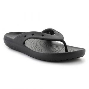 Japonki damskie Crocs Classic Flip V2. Czarne klapki Crocs, bez wzorów, z materiału, bez obcasa. Za 189,00 zł.