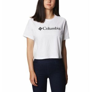 Koszulka Damska Columbia North Cascades Cropped T-Shirt. Białe bluzki Columbia, xs, bez wzorów, bez kołnierzyka, bez ramiączek. Za 59,99 zł.
