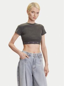 Adidas T-Shirt Ribbed JD0041 Szary Slim Fit. Szare t-shirty ADIDAS, l, bez wzorów, z bawełny, bez kołnierzyka, bez ramiączek. Za 119,99 zł.