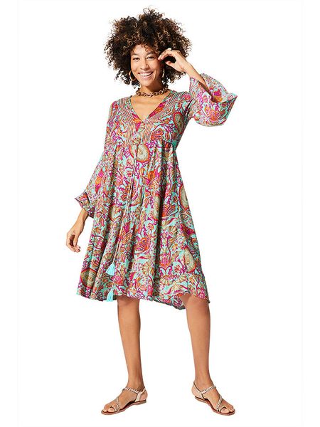 Ipanima Sukienka w kolorze turkusowo-różowym rozmiar: 38/40. Różowe sukienki Ipanima, bez wzorów, klasyczne, bez kołnierzyka, bez ramiączek, midi. Za 91,56 zł.