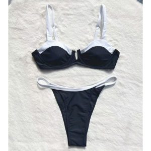 Strój kąpielowy dwuczęściowy push-up plażowy Feiga. Czarne bikini Intica, bez wzorów, z materiału. Za 159,00 zł.