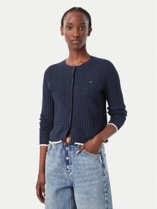 Tommy Jeans Kardigan DW0DW23458 Granatowy Regular Fit. Niebieskie kardigany Tommy Jeans, z jeansu. Za 409,99 zł.