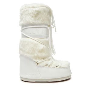 Śniegowce Moon Boot. Białe buty zimowe Moon Boot, bez obcasa, bez zapięcia. Za 849,00 zł.