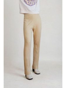 Monki Spodnie w kolorze żółtym rozmiar: M. Żółte spodnie z wysokim stanem Monki, bez wzorów, z materiału, z podwyższonym stanem. Za 43,99 zł.