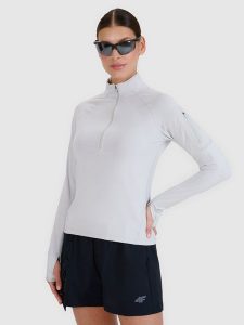 4F Bluza trekkingowa regular szybkoschnąca damska - szara XL. Szare bluzy 4f, l, bez wzorów, z elastanu, bez kaptura. W wyprzedaży za 99,99 zł.