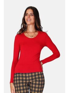 ASSUILI Koszulka w kolorze czerwonym rozmiar: 40. Czerwone bluzki Assuili, bez wzorów, klasyczne, bez kołnierzyka, bez ramiączek. Za 83,42 zł.