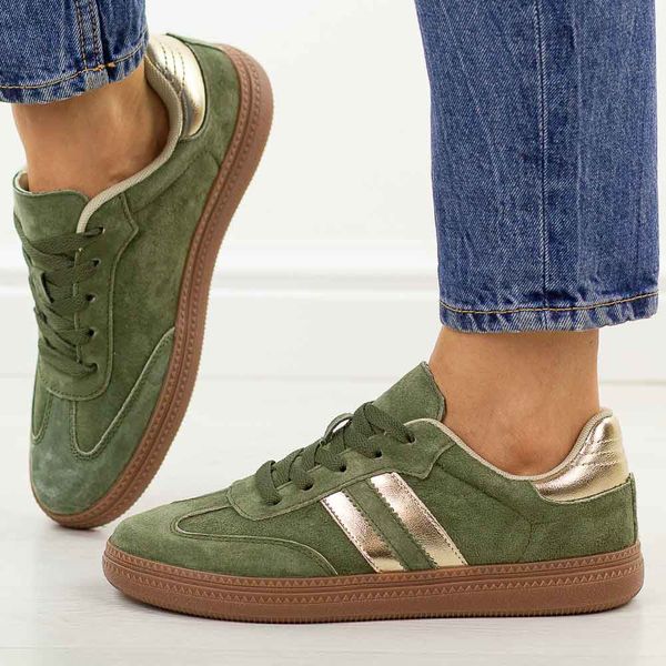 Khaki skórzane półbuty damskie Sergio Leone Sp106. Brązowe półbuty Sergio Leone, na jesień, bez wzorów, z jeansu, z okrągłym noskiem, bez obcasa, na płaskiej podeszwie, bez zapięcia. Za 209,00 zł.