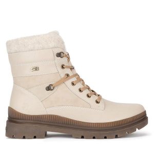 Trzewiki Remonte. Brązowe botki Remonte, bez wzorów, bez obcasa, na płaskiej podeszwie, bez zapięcia. Za 399,00 zł.