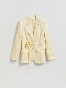 Marynarka z wiskozy - jasnożółty. Żółte marynarki i żakiety Reserved, l, bez wzorów, z wiskozy. Za 299,99 zł.