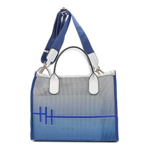 Granatowa Stylowa Damska Torebka Hispanitas. Niebieskie shopper bag Hispanitas, bez wzorów, na ramię, bez dodatków. Za 499,00 zł.