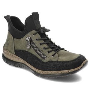Zielone Botki Rieker Wsuwane Obuwie Damskie Antistress. Zielone botki Rieker, bez wzorów, z materiału, bez obcasa, bez zapięcia. Za 314,99 zł.