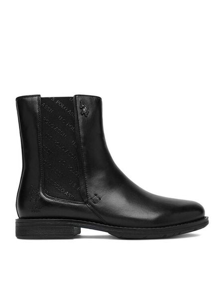 U.S. Polo Assn. Sztyblety CEO-INGRID002W/EL1 Czarny. Czarne botki U.S. Polo Assn., bez wzorów, ze skóry, bez obcasa, na płaskiej podeszwie, bez zapięcia. Za 299,99 zł.