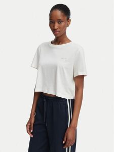 Guess T-Shirt V6GI17 K2984 Kremowy Regular Fit. Białe t-shirty Guess, m, z aplikacjami, z bawełny, bez kołnierzyka, bez ramiączek. Za 134,99 zł.