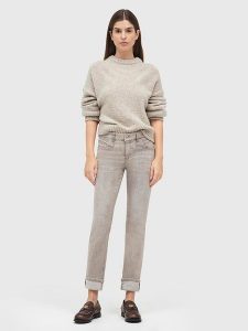 MAC Dżinsy "Rich" - Slim fit - w kolorze beżowym rozmiar: 44/L28. Brązowe jeansy MAC, z aplikacjami, ze skóry. Za 241,56 zł.