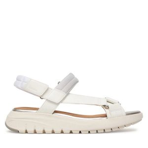 Sandały Geox. Białe sandały Geox, bez wzorów, bez obcasa, na płaskiej podeszwie, bez zapięcia. Za 419,99 zł.