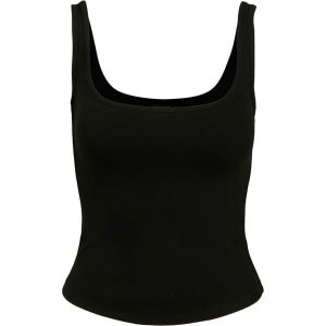 Damski crop top Urban Classic wide. Czarne topy Urban Classics, bez wzorów, bez kołnierzyka, bez ramiączek. Za 95,00 zł.