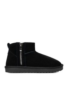 DeeZee Śniegowce DZ-80 BLACK Czarny. Czarne buty zimowe DeeZee, ze skóry, bez obcasa, bez zapięcia. Za 229,99 zł.