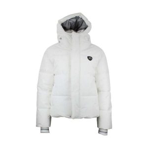 Kurtka narciarska damska Peak Mountain Achloe. Białe kurtki sportowe Peak Mountain, na zimę, bez wzorów, z puchu, bez kaptura, narciarskie. Za 505,00 zł.