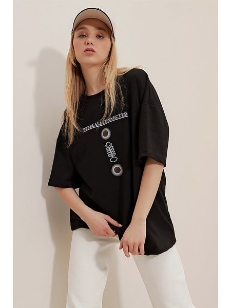 Trend Alacati Koszulka w kolorze czarnym rozmiar: XL. Czarne bluzki Trend Alacati, xl, bez wzorów, bez kołnierzyka, bez ramiączek. Za 41,59 zł.