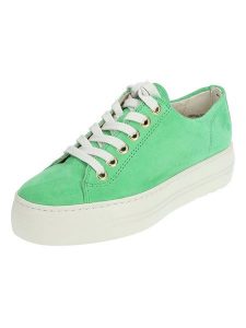 Paul Green Skórzane sneakersy w kolorze zielonym rozmiar: 38. Zielone trampki Paul Green, bez wzorów, ze skóry, bez zapięcia. Za 258,52 zł.