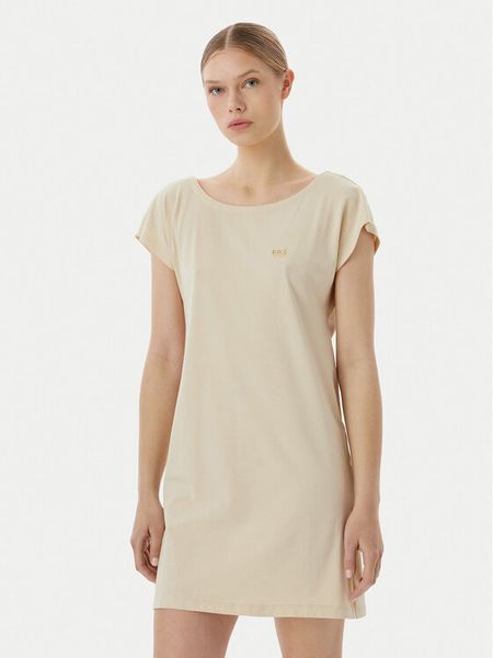 EA7 Emporio Armani Sukienka letnia 7W001478 AF10373 U1088 Beżowy jasny Relaxed Fit. Brązowe kombinezony EA7 Emporio Armani, na lato, xl, bez wzorów, bez kołnierzyka, bez ramiączek. Za 349,99 zł.