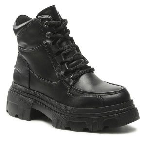 Trzewiki Jenny Fairy. Czarne botki Jenny Fairy, bez wzorów, bez obcasa, na płaskiej podeszwie, bez zapięcia. Za 159,99 zł.