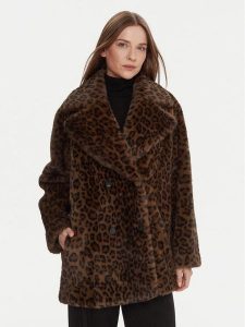 Joseph Ribkoff Futro 253937 Brązowy Loose Fit. Brązowe płaszcze Joseph Ribkoff, l, bez wzorów, z futra, bez kaptura. Za 859,00 zł.