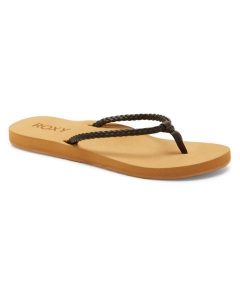 Klapki plażowe dla Kobiety COSTAS. Czarne klapki Roxy, bez wzorów, z gumy, bez obcasa. Za 69,99 zł.