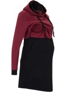 Sukienka dresowa ciążowa i do karmienia. Czarne sukienki bonprix, bez wzorów, z dresówki, bez kołnierzyka, moda ciążowa, bez ramiączek. Za 159,99 zł.