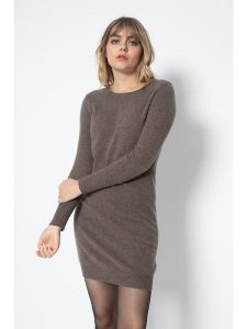 Perfect Cashmere Kaszmirowa sukienka "Molli" w kolorze szarobrązowym rozmiar: L. Brązowe sukienki Perfect Cashmere, l, bez wzorów, z kaszmiru, bez kołnierzyka, bez ramiączek, mini. Za 220,12 zł.
