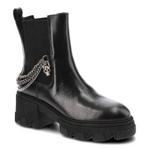 Czarne Botki Carinii Wygodne Skórzane Buty Damskie. Czarne botki Carinii, bez wzorów, ze skóry, bez obcasa, na obcasie, bez zapięcia. Za 539,00 zł.