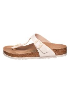 Birkenstock Japonki "Gizeh" w kolorze beżowym rozmiar: 39. Brązowe klapki Birkenstock, bez wzorów, z otwartym noskiem, bez obcasa. Za 243,64 zł.