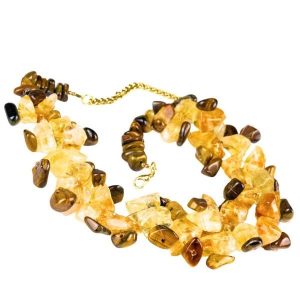 SAMBA Naszyjnik, cytryn i tygrysie oko. Pomarańczowe naszyjniki Samba Gems, z cytrynem, metalowe. Za 384,00 zł.