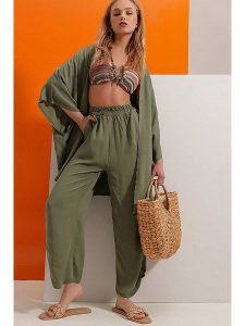 Trend Alacati 2-częściowy zestaw "Trend Alaçat Stili" w kolorze khaki rozmiar: onesize. Brązowe swetry oversize Trend Alacati, bez wzorów, z bawełny, bez ramiączek. Za 83,42 zł.