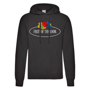 Damska Bluza Z Kapturem Z Nadrukiem Klasycznego Logo W Stylu Vintage. Czerwone bluzy FRUIT OF THE LOOM, xl, bez wzorów, z kapturem. Za 114,99 zł.