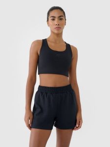4F Spodenki treningowe szybkoschnące damskie - czarne XL. Czarne spodenki sportowe 4f, s, bez wzorów, z dzianiny, z podwyższonym stanem, na fitness i siłownię. Za 99,99 zł.
