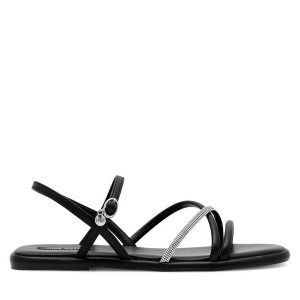 Sandały Nine West. Czarne sandały Nine West, bez wzorów, bez obcasa, na płaskiej podeszwie, bez zapięcia. Za 131,99 zł.