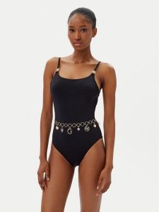 Guess Strój kąpielowy E5GJ26 KC692 Czarny. Czarne stroje jednoczęściowe Guess, z aplikacjami, z syntetyku. Za 339,99 zł.