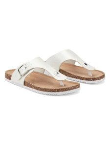 Inselhauptstadt Japonki w kolorze kremowym rozmiar: 38. Brązowe klapki Inselhauptstadt, bez wzorów, z otwartym noskiem, bez obcasa. Za 92,95 zł.