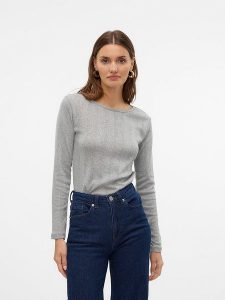 Vero Moda Koszulka w kolorze szarym rozmiar: M. Szare bluzki Vero Moda, m, bez wzorów, z bawełny, bez kołnierzyka, bez ramiączek. Za 61,95 zł.